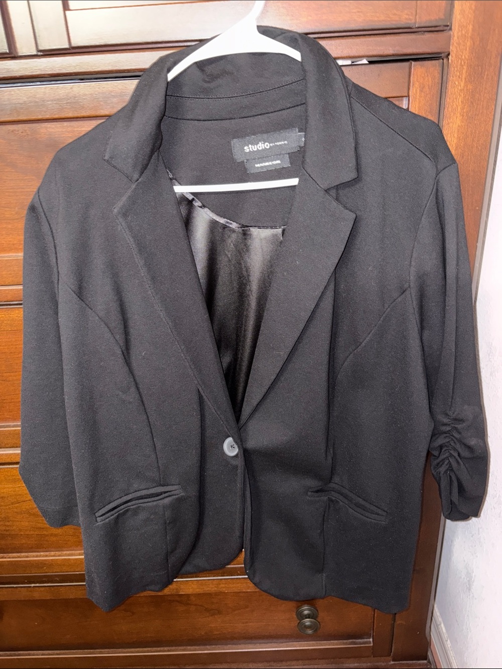 Torrid - Studio by Torrid Black Single-Button Ruched-Sleeve Blazer